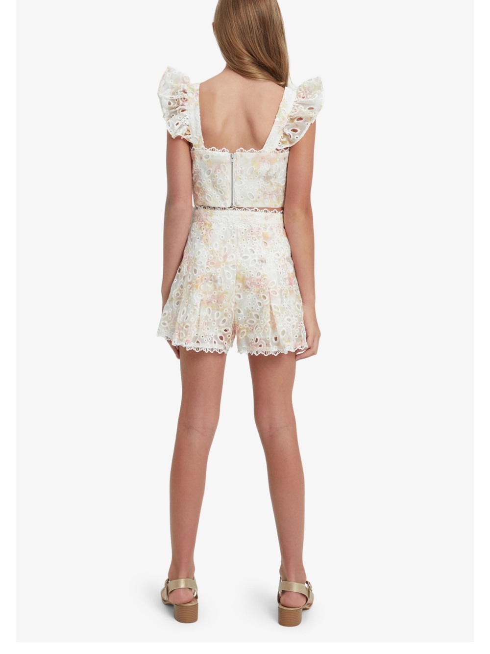 Bardot Junior Girls Thalia Broderie White Eyelet Floral Two-Piece Set - Picture 2 of 7